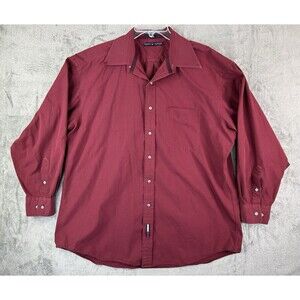 Tommy Hilfiger Red Striped Long Sleeve Button Down Shirt 16 1/2
